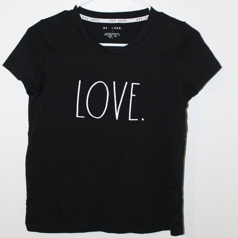 Rae Dunn Women's Black and White Love Shirt Size XS